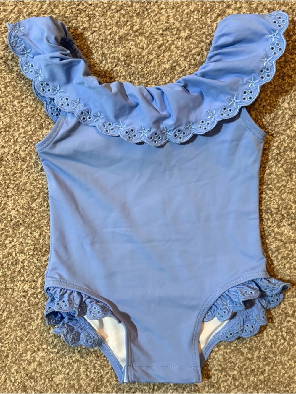 The Beaufort Bonnet Company Light Blue Ruffle One-Piece Swimsuit